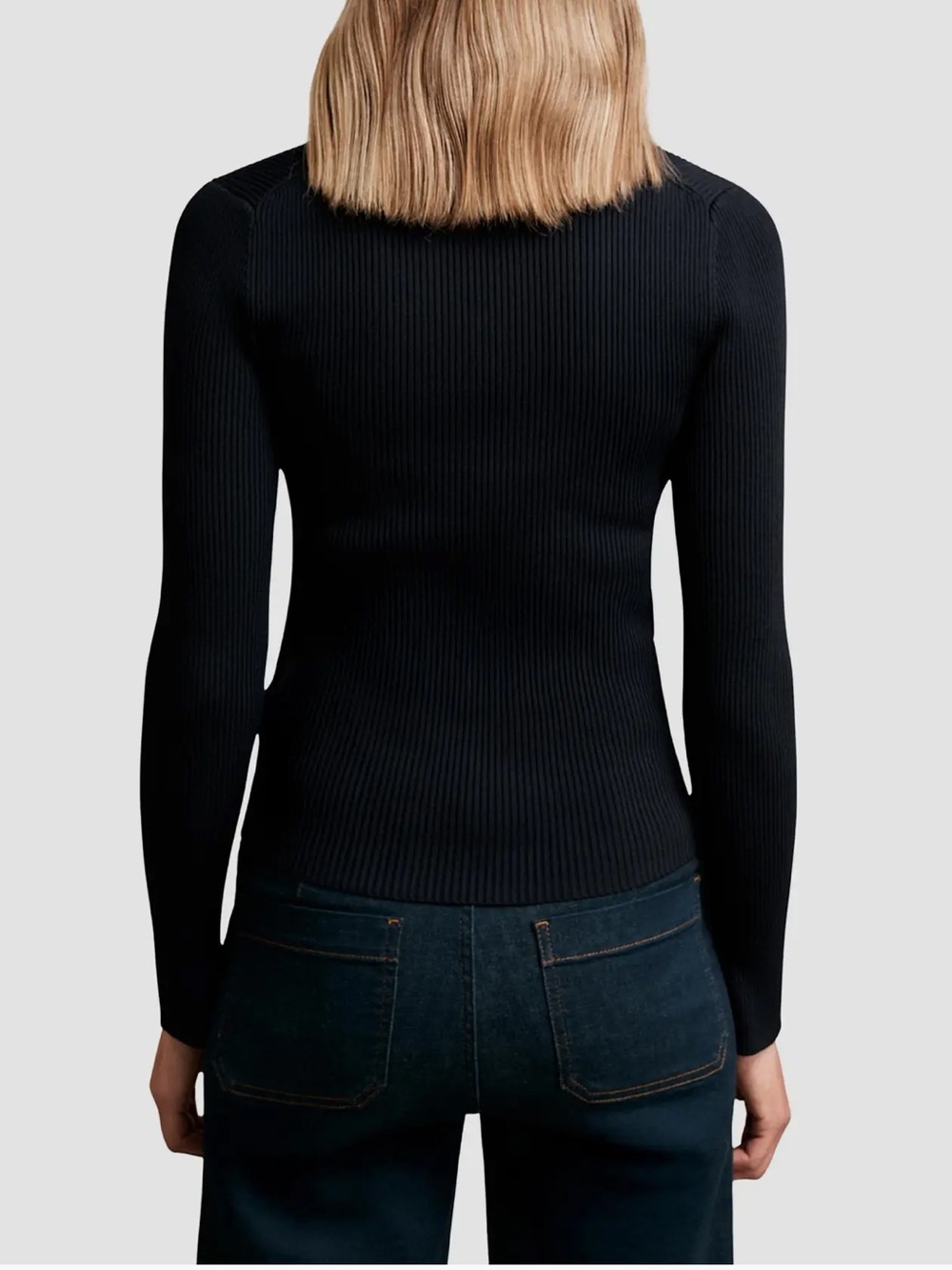 Reiss Lauri Craft-Stitch Top navy ivory
 size medium NWT - Picture 3 of 8